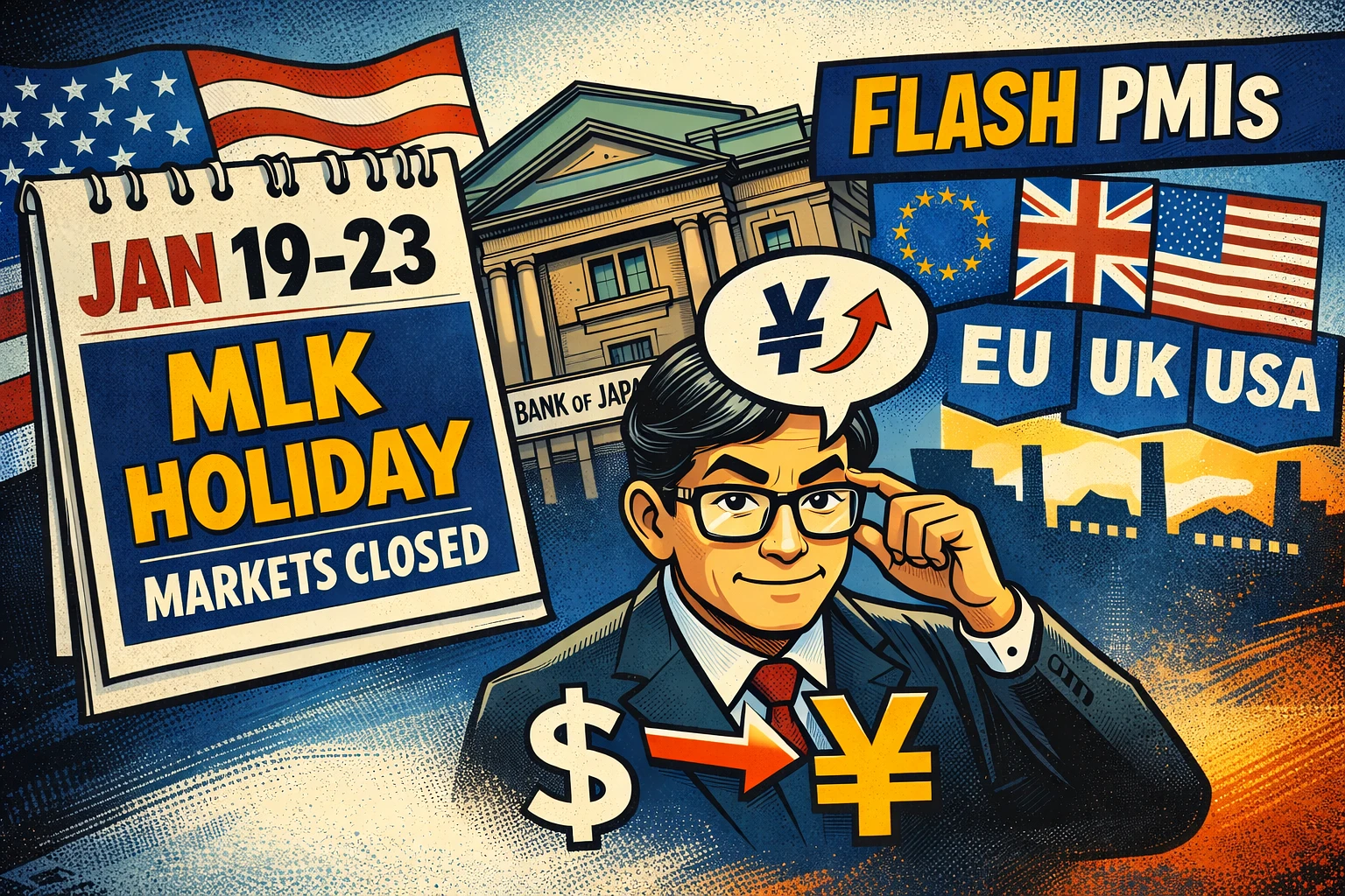เปิดสัปดาห์แบบบาง (MLK Day) ก่อนเข้าสู่ BoJ และ Flash PMI — สัปดาห์ของ “เรื่องเล่า” ไม่ใช่ “วอลุ่ม”