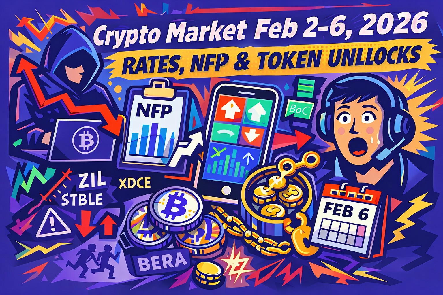 February’s “Macro Storm”: crypto market Feb 2–6, 2026 — rates, NFP, and unlocks that could shake altcoins