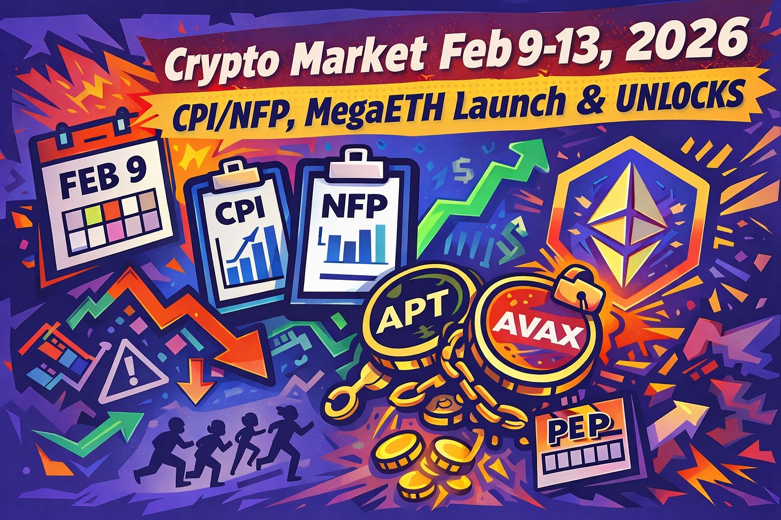 The “Delayed Data” Week: crypto market Feb 9–13, 2026 — CPI/NFP, MegaETH launch, and APT/AVAX unlocks