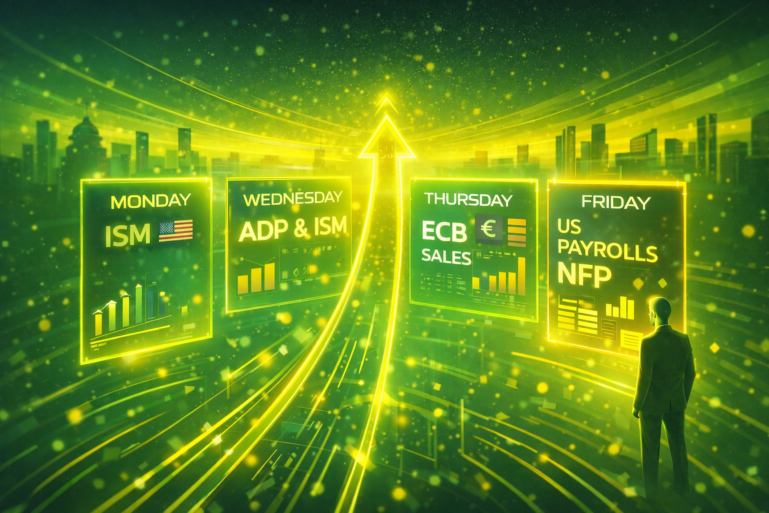 “Triple test” for the dollar — ISM early, ADP/Beige Book midweek, and NFP on Friday