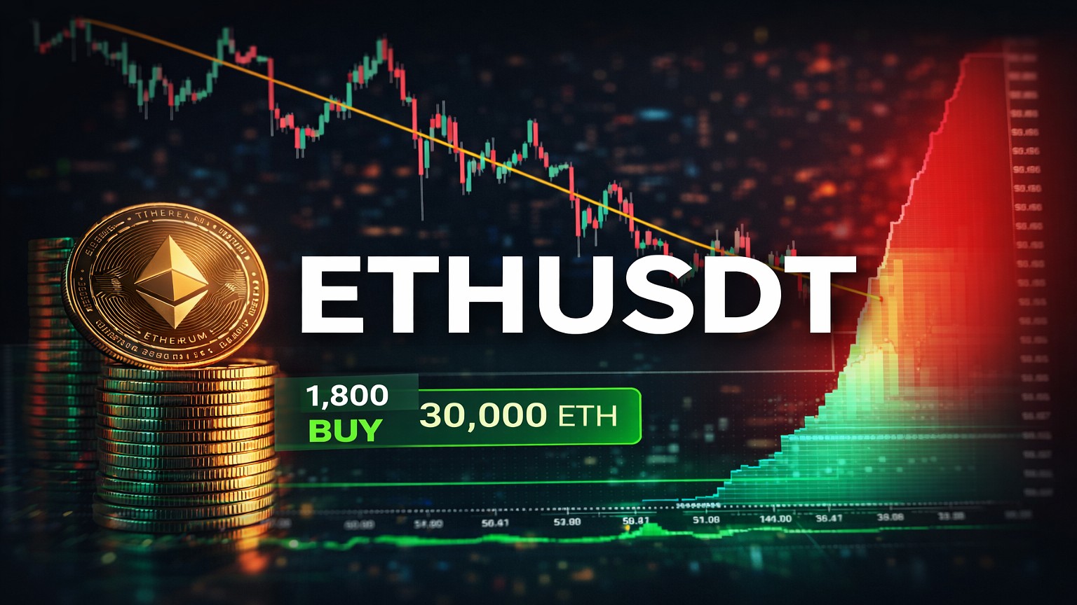 ETHUSDT: A large 10,000 ETH limit order at $1800 and a 90% probability of a correction by the monthly ATR